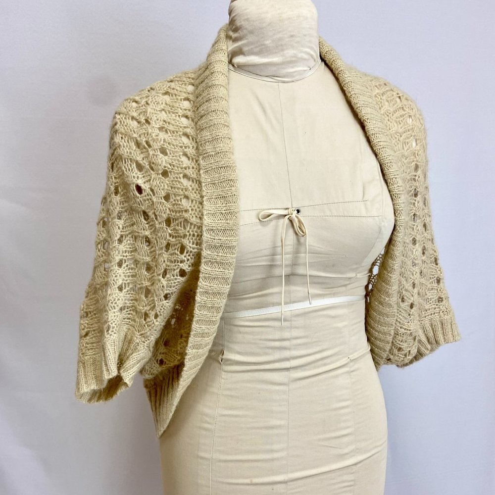 Ann Taylor LOFT Mohair Shrug sweater in cream/tan - M/L
